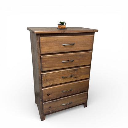 Solid Wood 5 Drawers Highboy Dresser