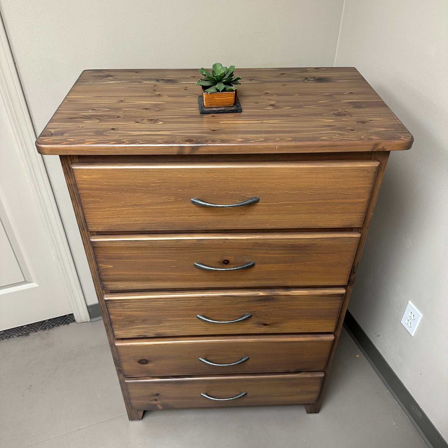 Solid Wood 5 Drawers Highboy Dresser