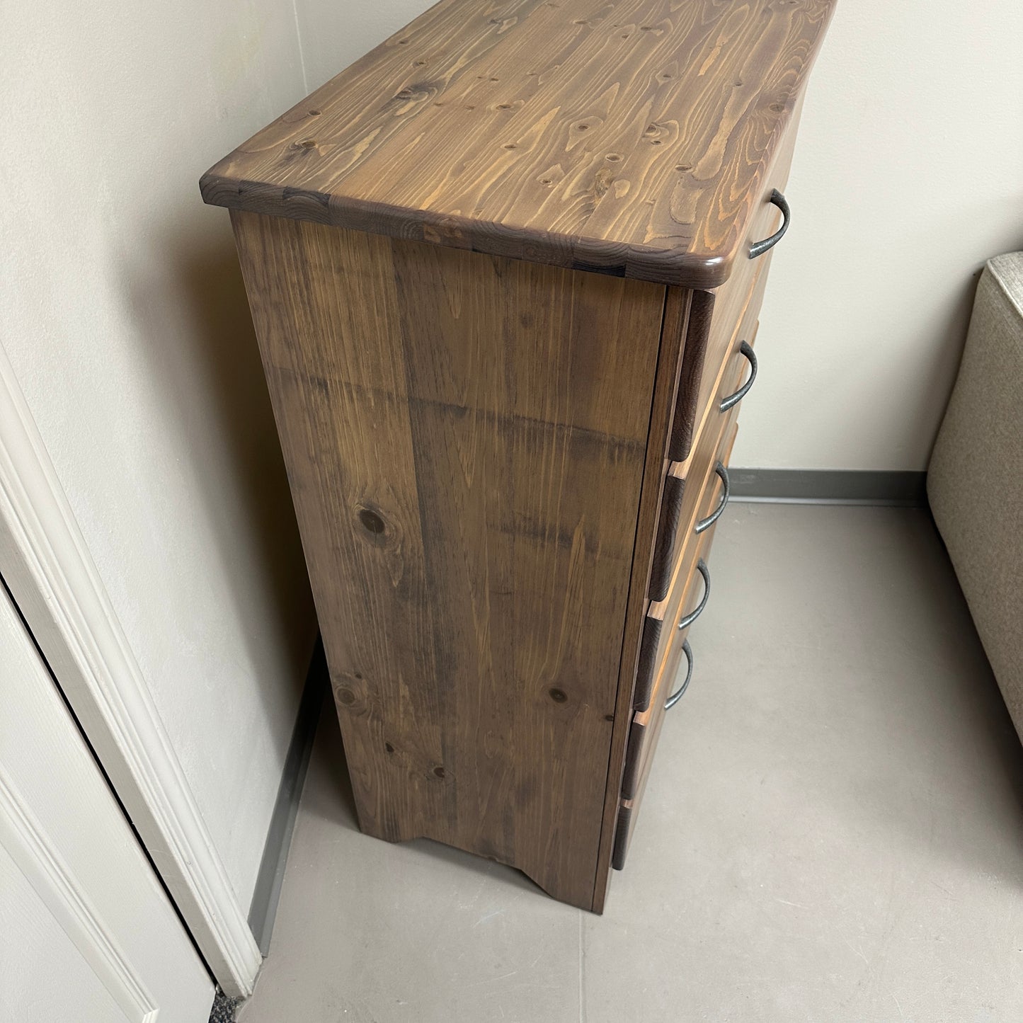 Solid Wood 5 Drawers Highboy Dresser