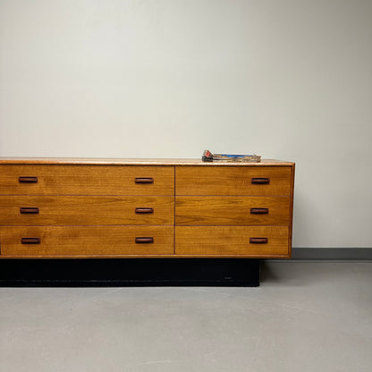 Mid-Century Modern Teak 9 Drawers Dresser