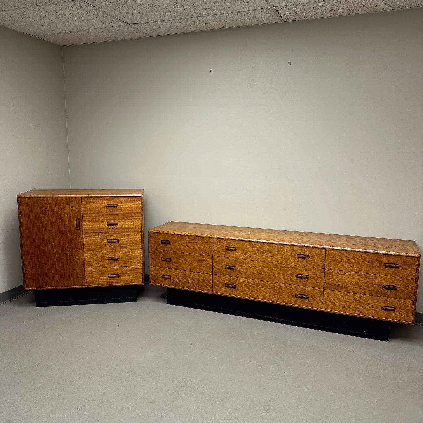 Mid-Century Modern Teak Credenza and Armoire