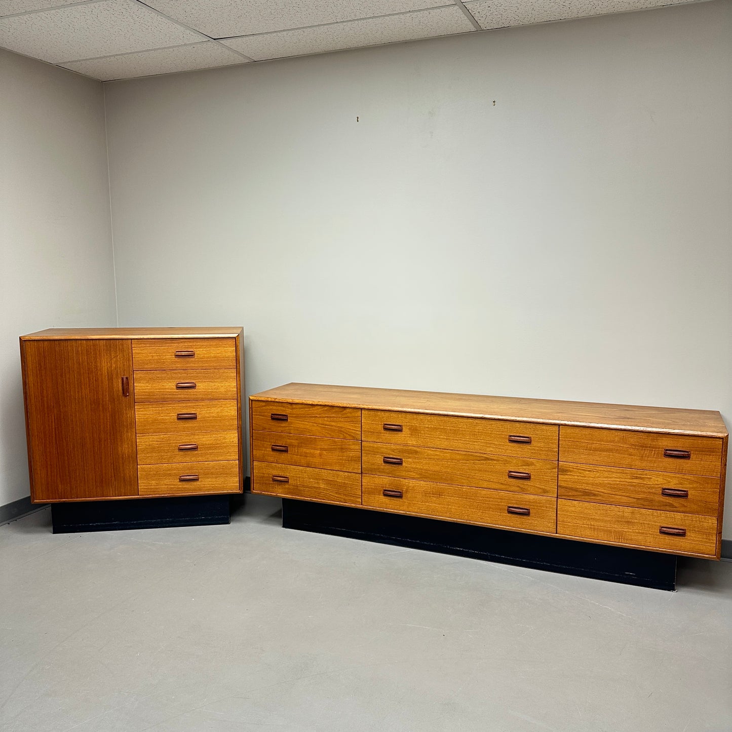Mid-Century Modern Teak Credenza and Armoire