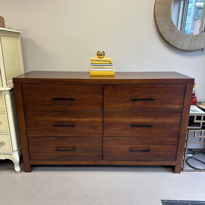 Walnut Modern 6 Drawers Dresser