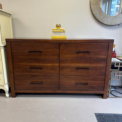 Walnut Modern 6 Drawers Dresser