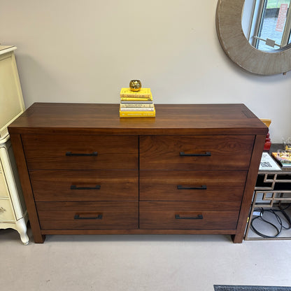Walnut Modern 6 Drawers Dresser