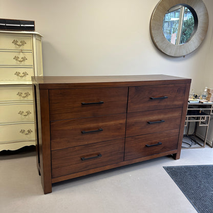 Walnut Modern 6 Drawers Dresser