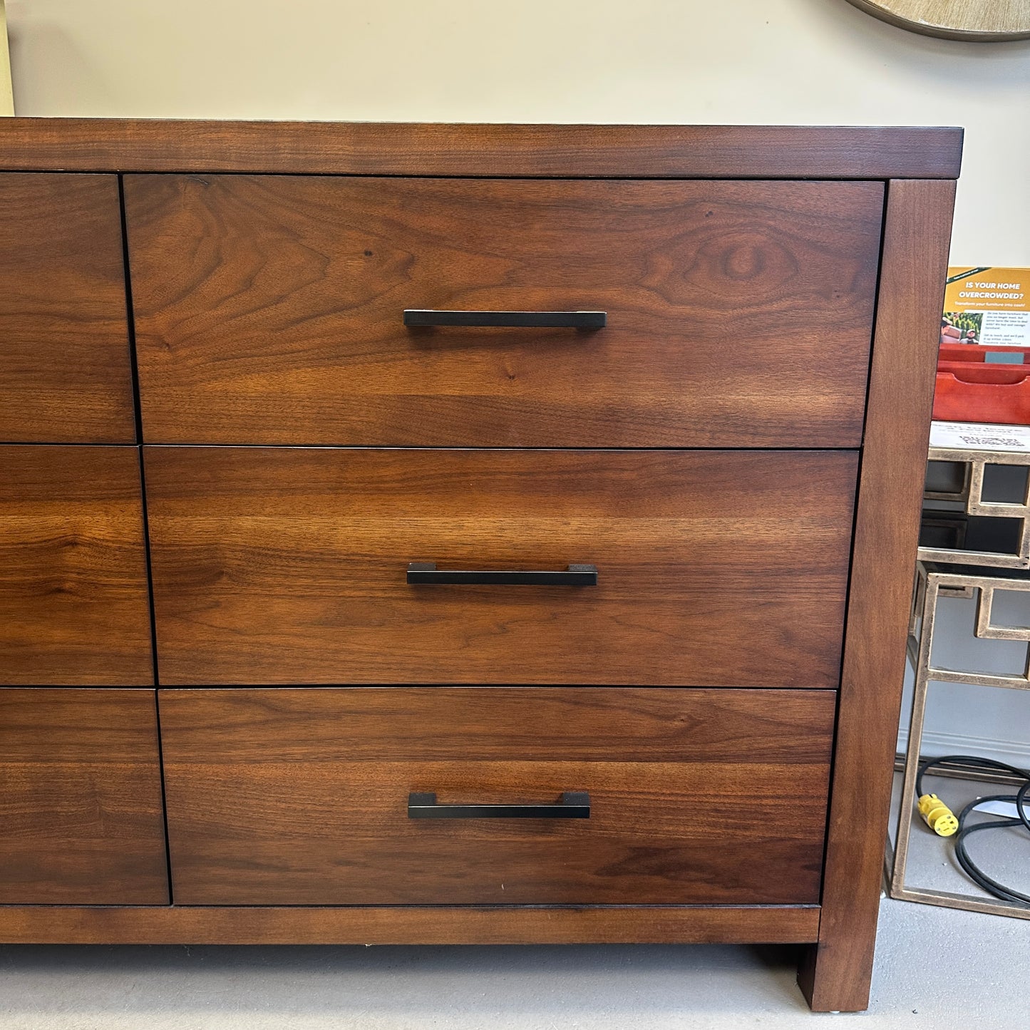 Walnut Modern 6 Drawers Dresser