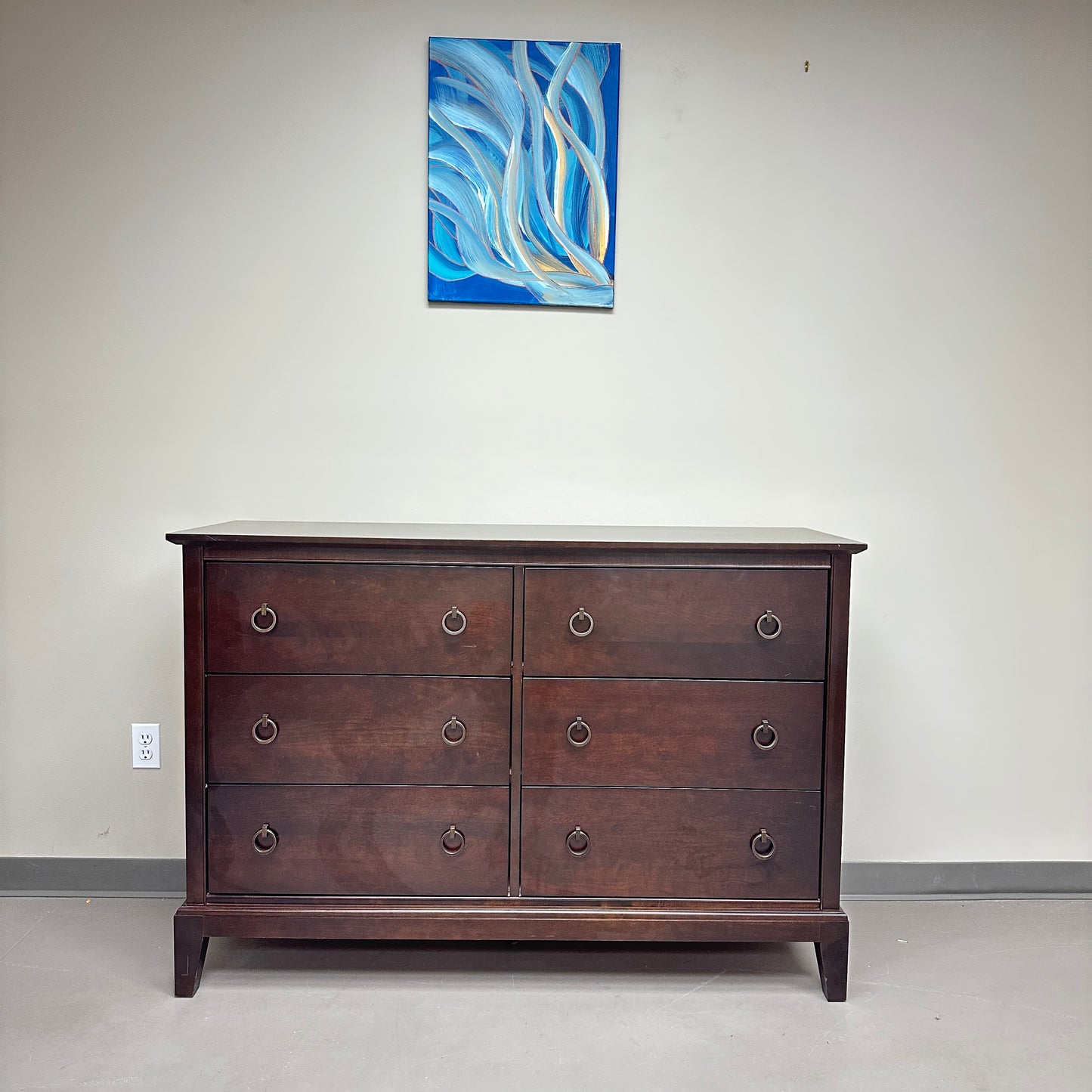 Solid Wood Dark Brown 6 Drawers Dresser