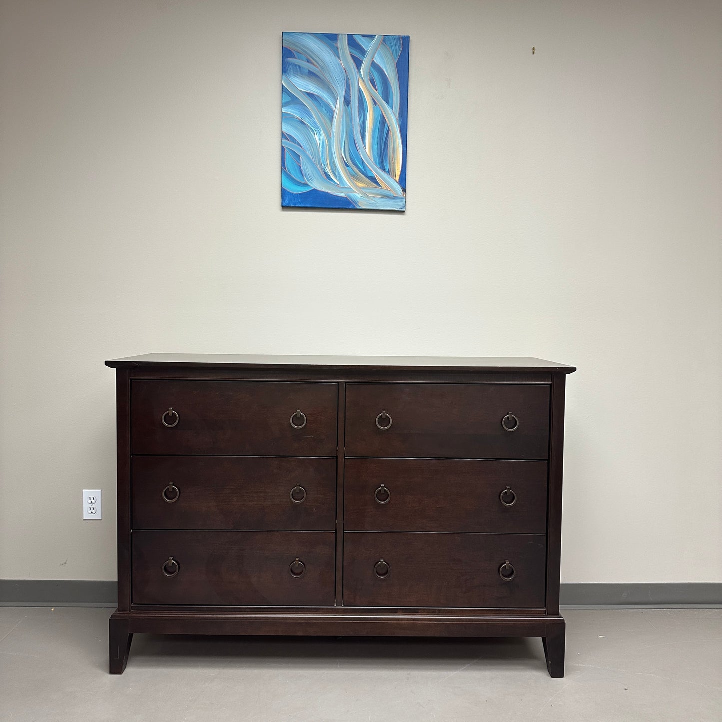 Solid Wood Dark Brown 6 Drawers Dresser