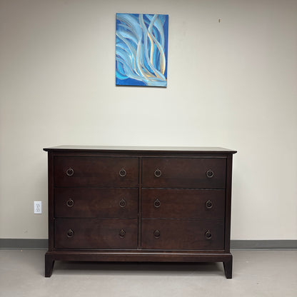 Solid Wood Dark Brown 6 Drawers Dresser