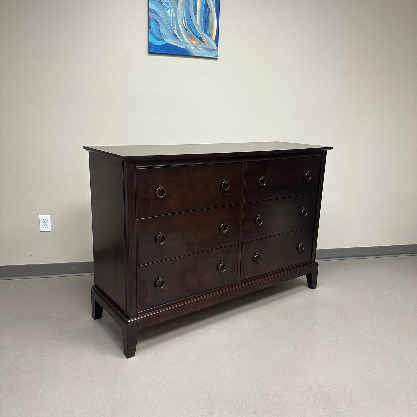 Solid Wood Dark Brown 6 Drawers Dresser