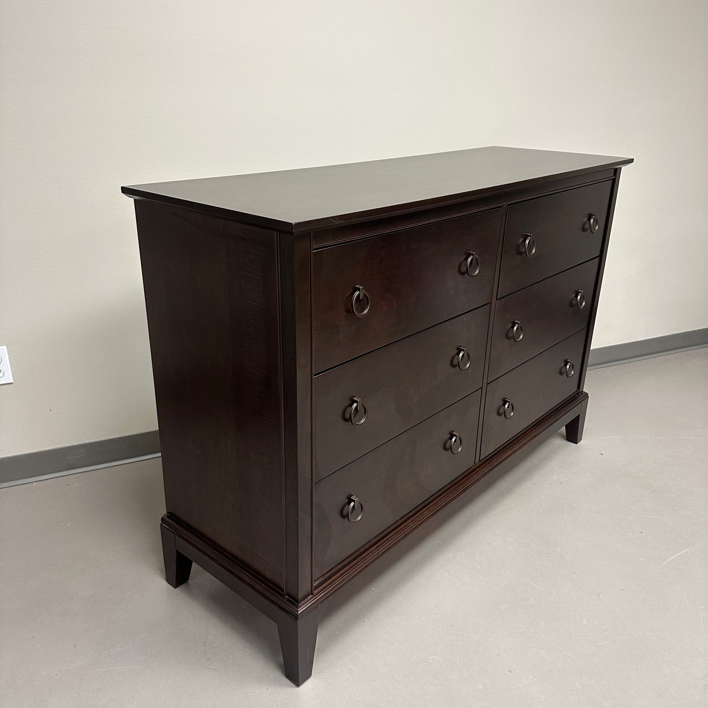 Solid Wood Dark Brown 6 Drawers Dresser