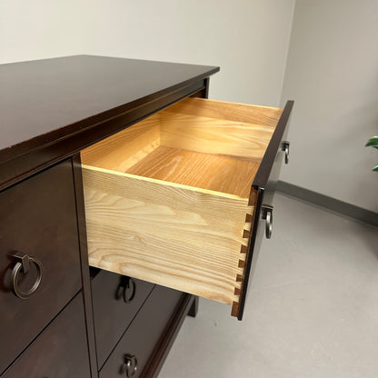 Solid Wood Dark Brown 6 Drawers Dresser