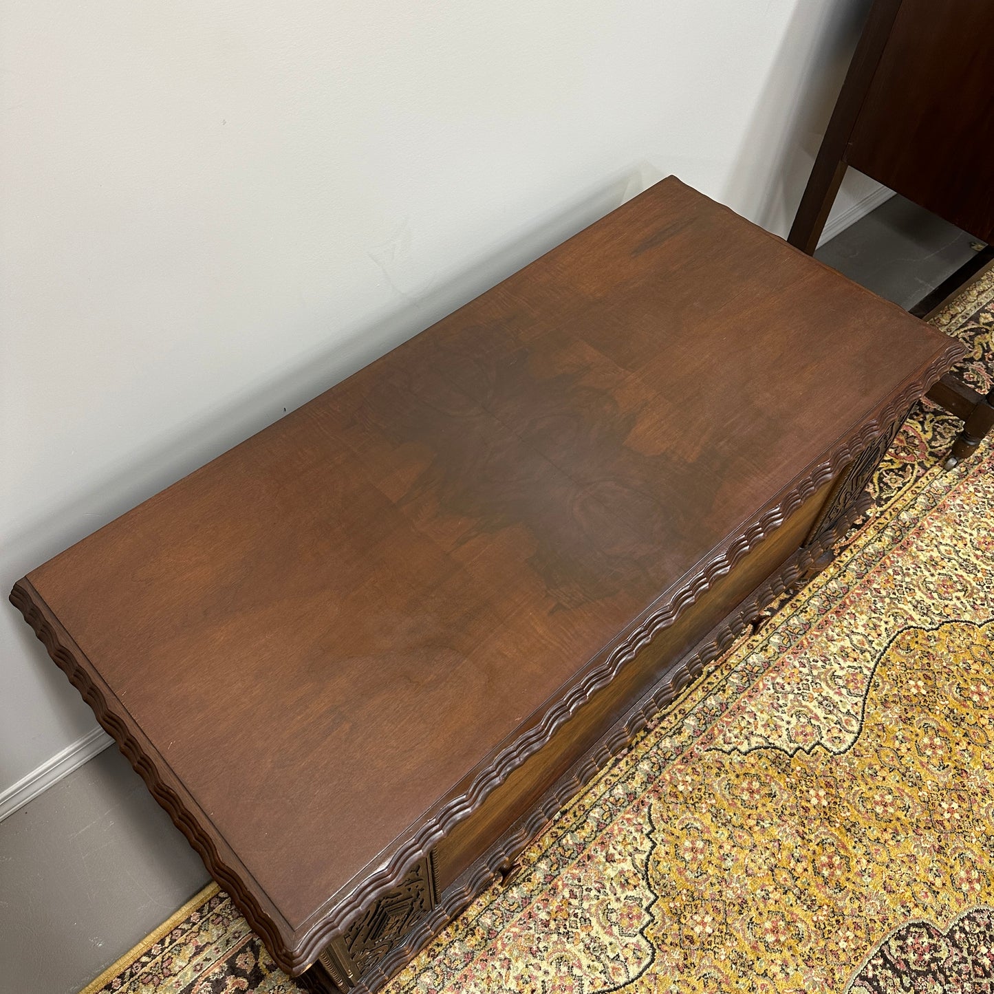 Antique Carved Cedar Lined Blanket Chest