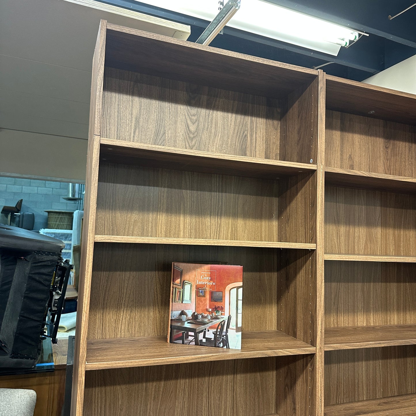 Walnut-Look Bookshelves