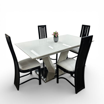 High-End Extendable Dining Table with Italian Dining Chairs