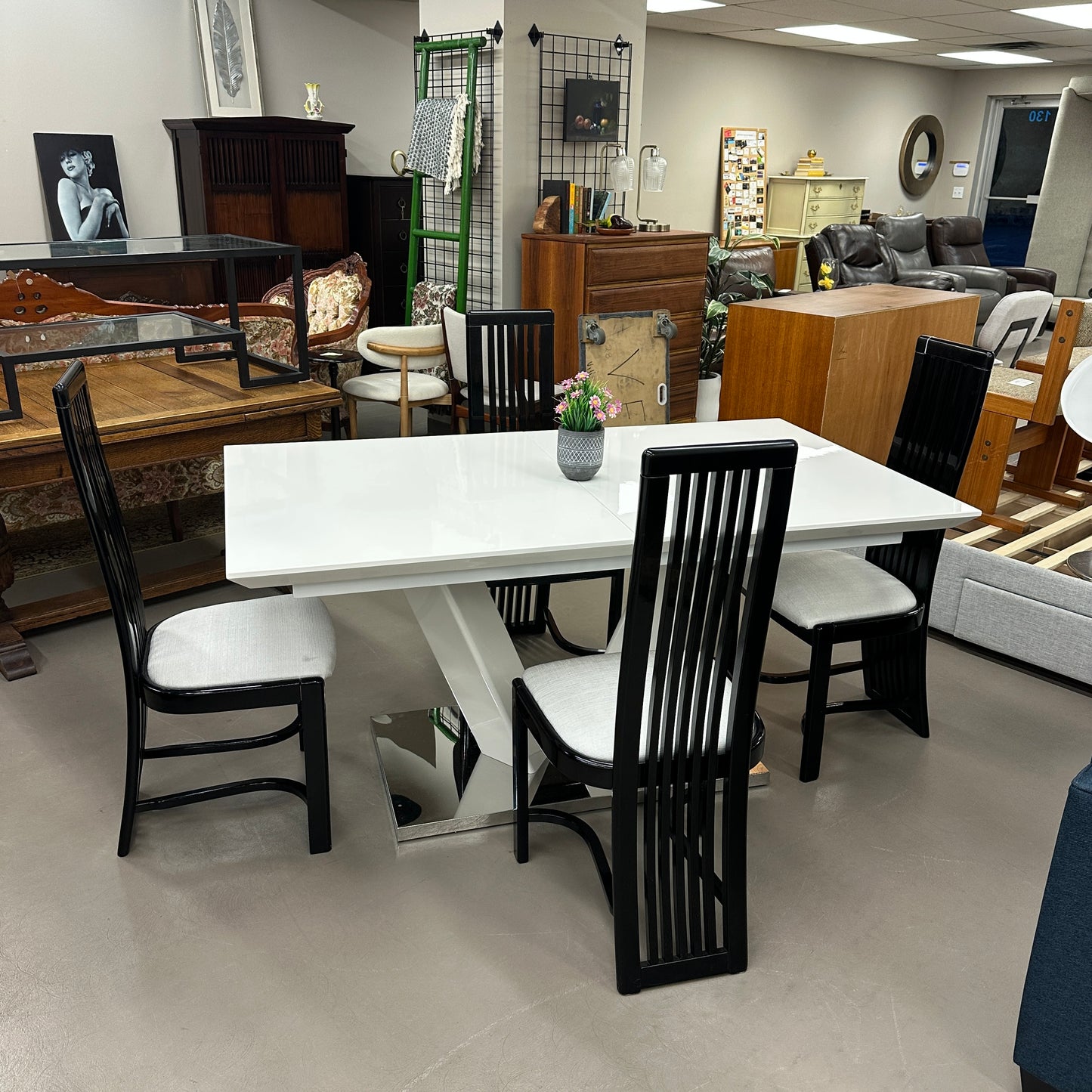 High-End Extendable Dining Table with Italian Dining Chairs