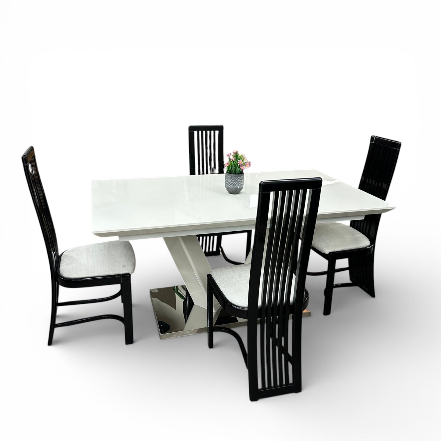 High-End Extendable Dining Table with Italian Dining Chairs
