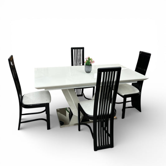 High-End Extendable Dining Table with Italian Dining Chairs