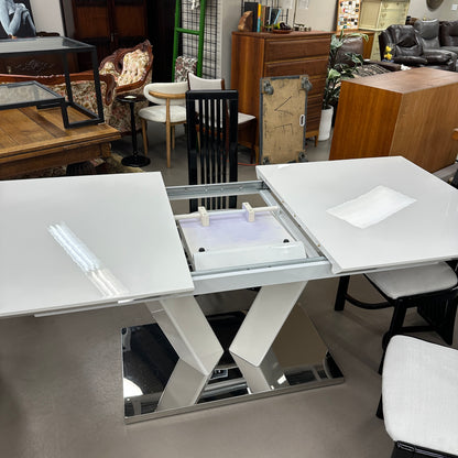 High-End Extendable Dining Table with Italian Dining Chairs