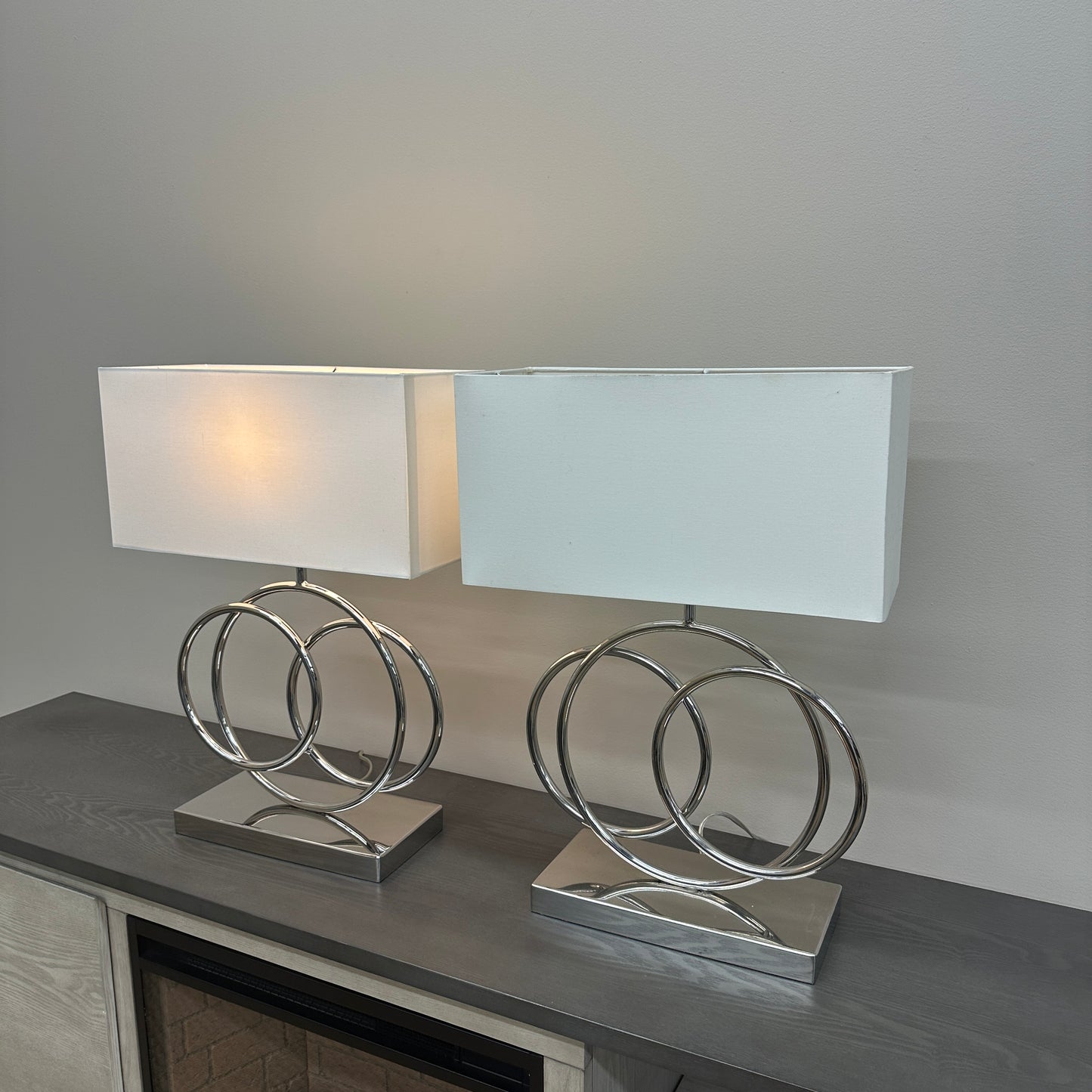 Spiral Polished Chrome Table Lamps (set of 2)