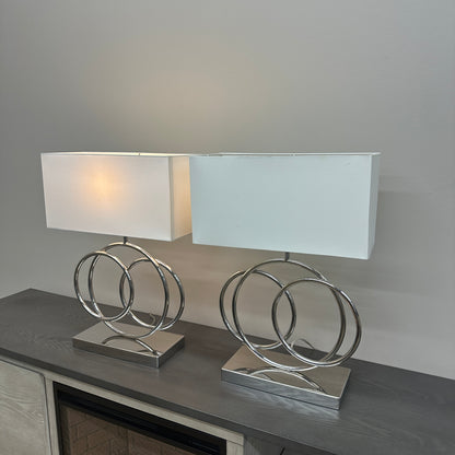 Spiral Polished Chrome Table Lamps (set of 2)