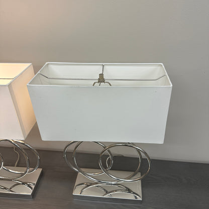 Spiral Polished Chrome Table Lamps (set of 2)