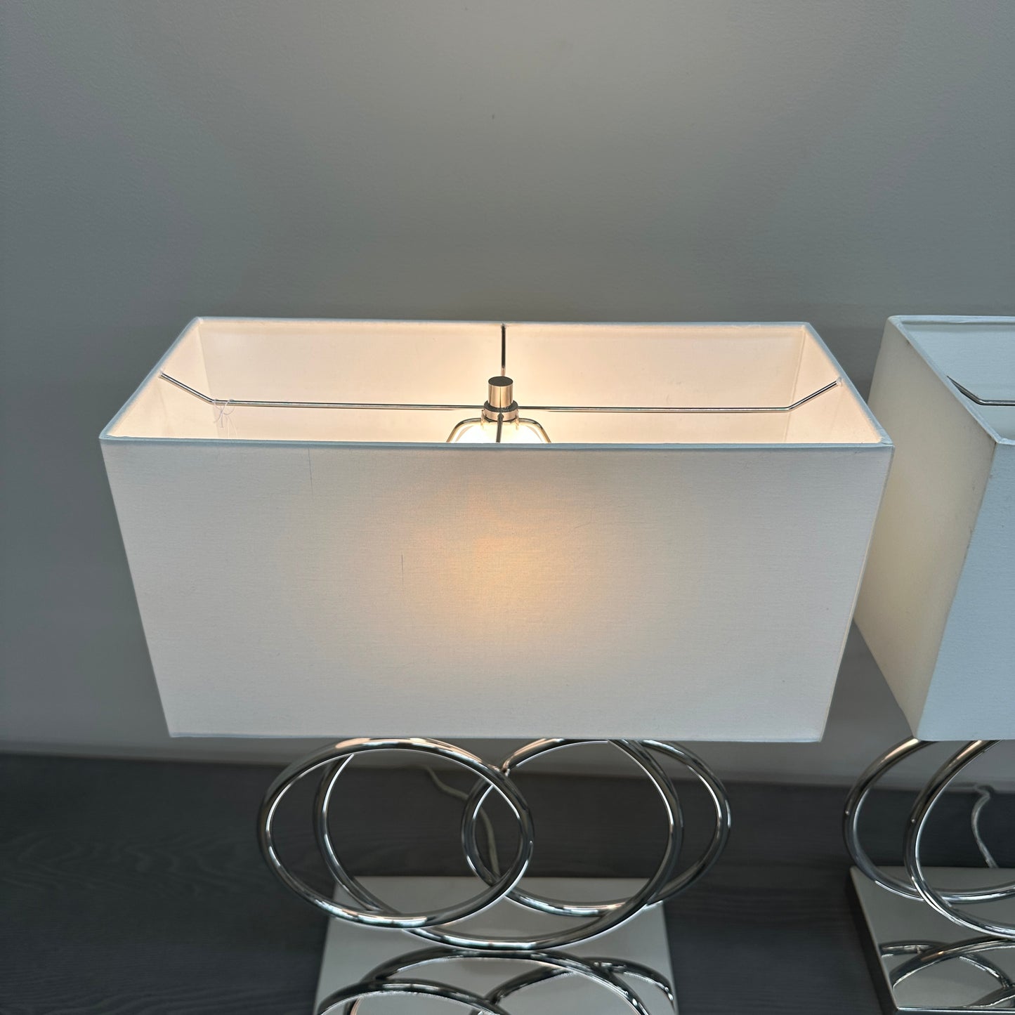 Spiral Polished Chrome Table Lamps (set of 2)