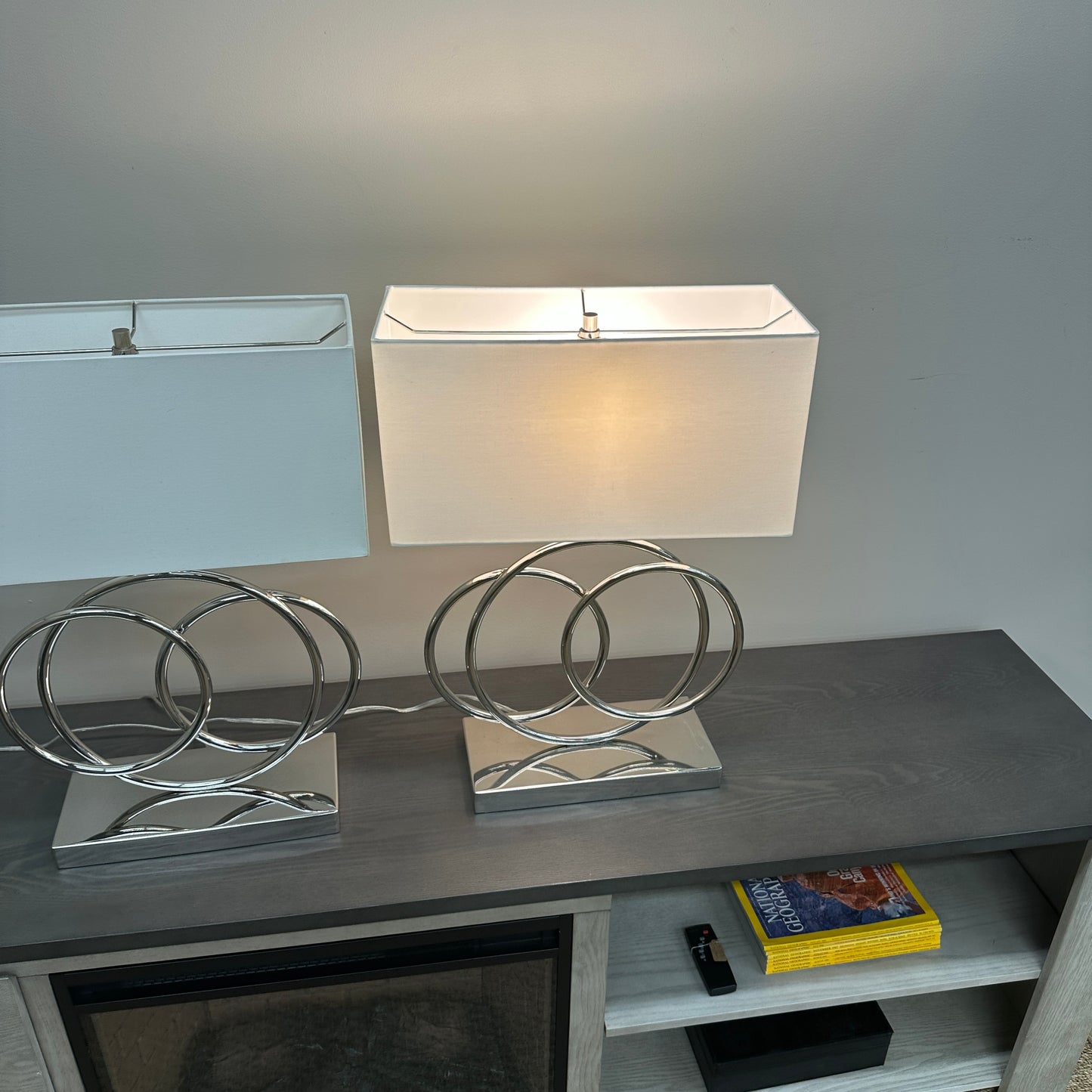 Spiral Polished Chrome Table Lamps (set of 2)