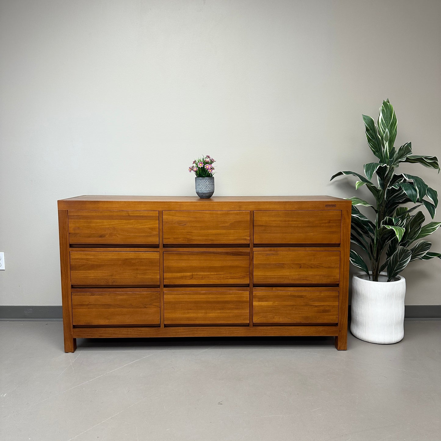 Klass 9 Drawers Solid Teak Dresser