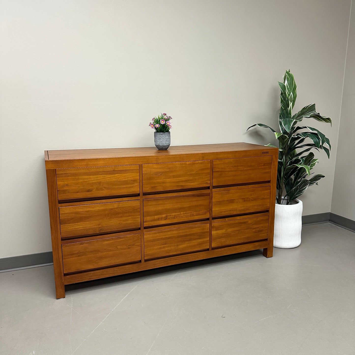 Klass 9 Drawers Solid Teak Dresser