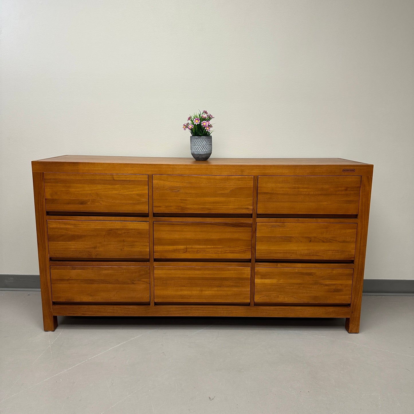 Klass 9 Drawers Solid Teak Dresser