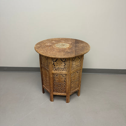 Carved Wood Round/Hexagon Side Table