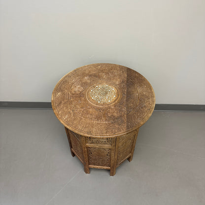 Carved Wood Round/Hexagon Side Table