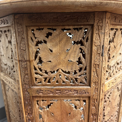 Carved Wood Round/Hexagon Side Table