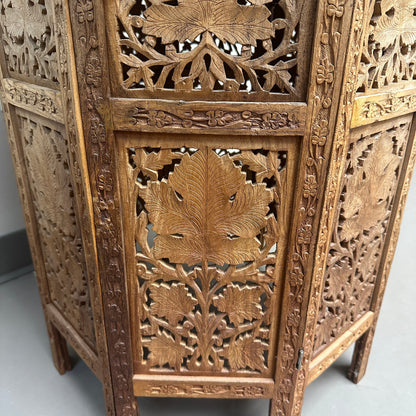 Carved Wood Round/Hexagon Side Table