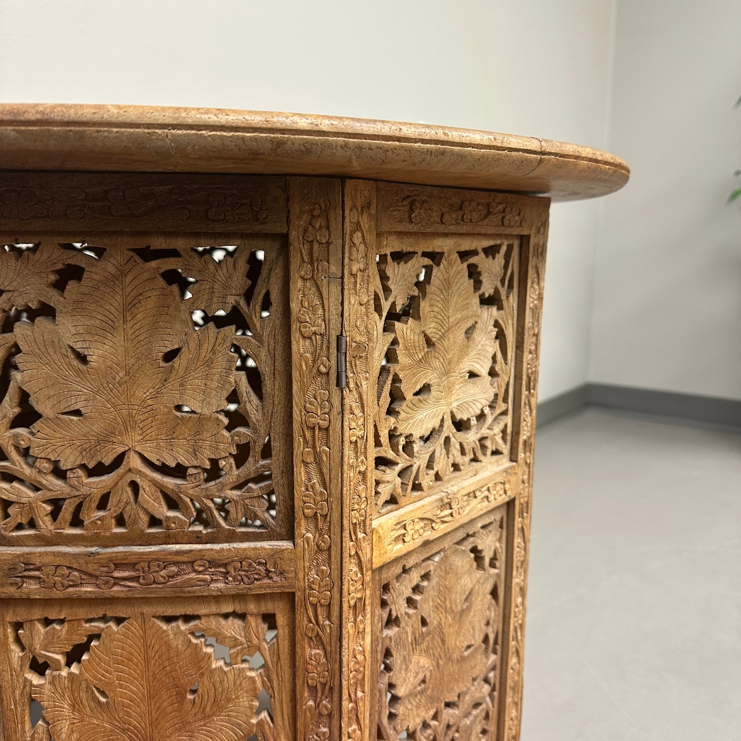 Carved Wood Round/Hexagon Side Table