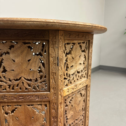 Carved Wood Round/Hexagon Side Table