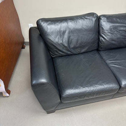 Black Leather 3 Seats Couch