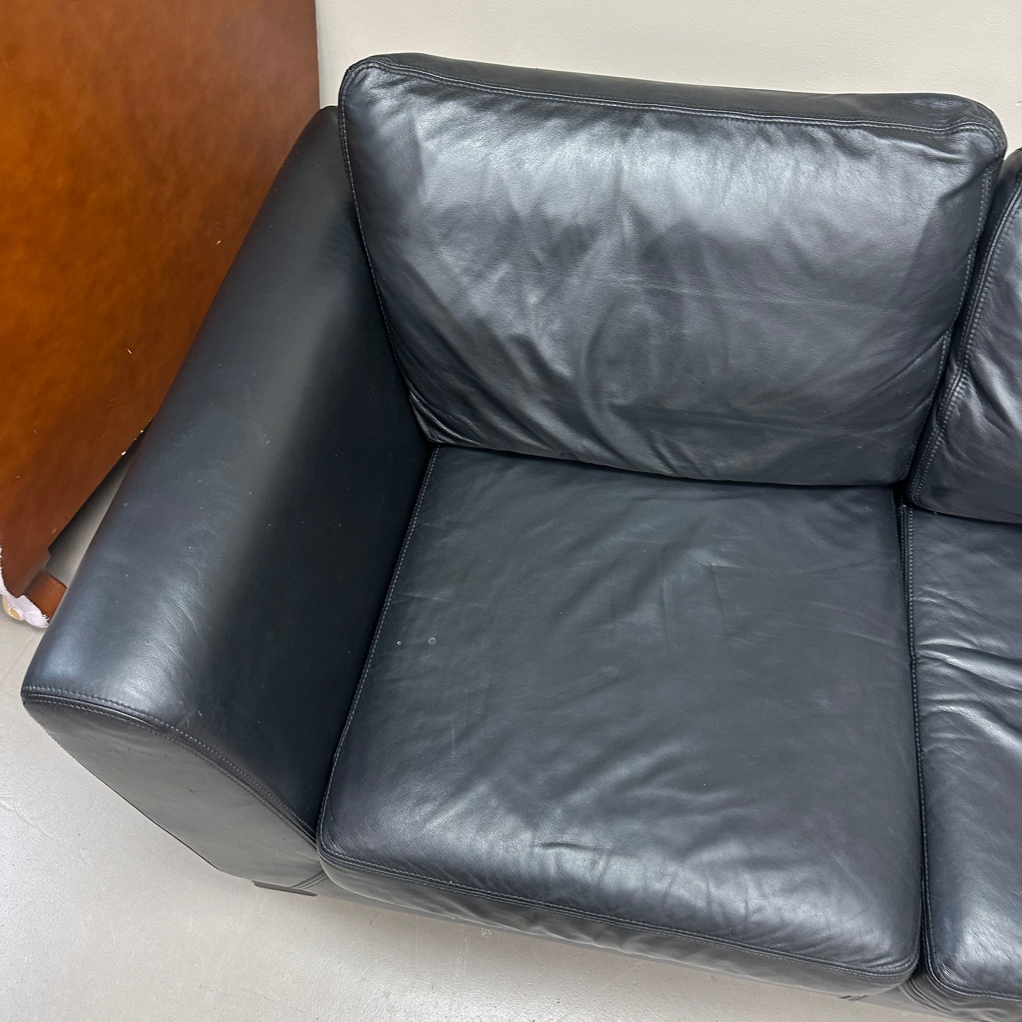 Black Leather 3 Seats Couch