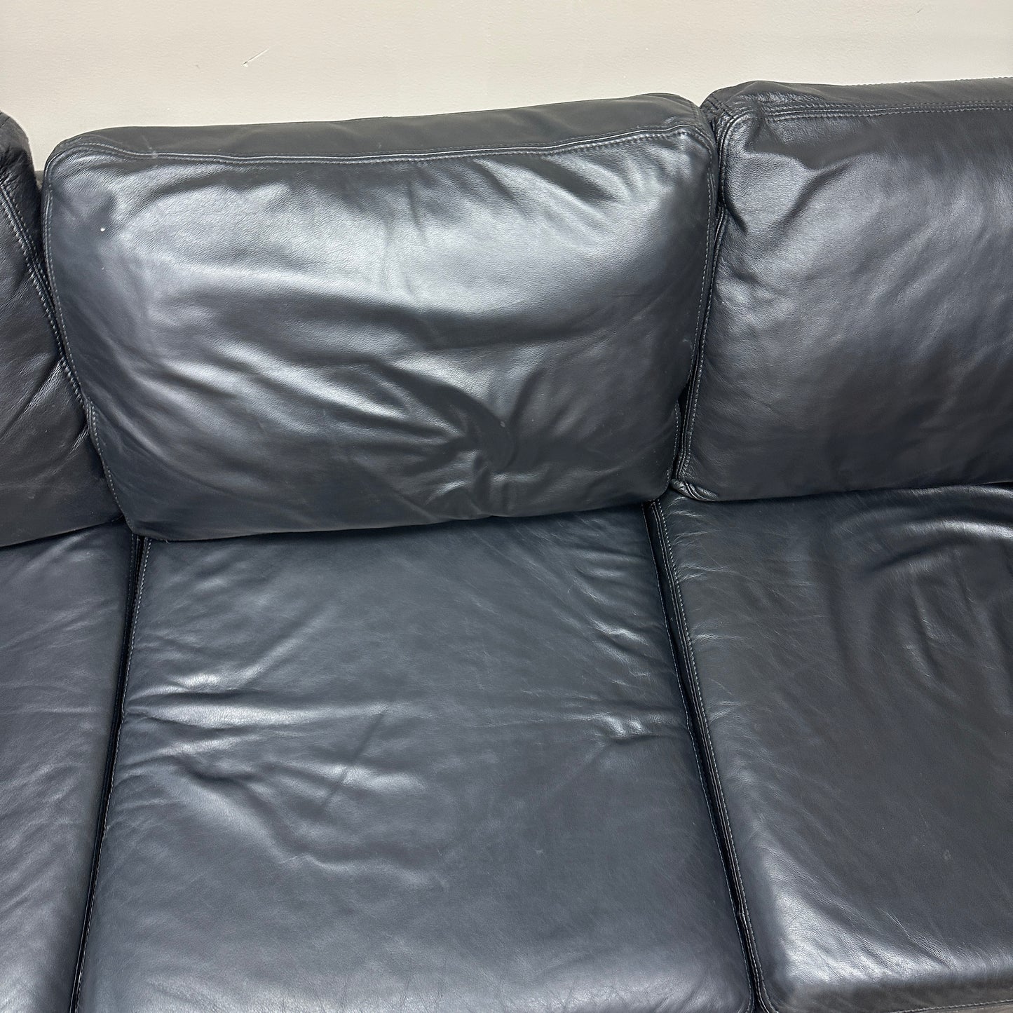 Black Leather 3 Seats Couch