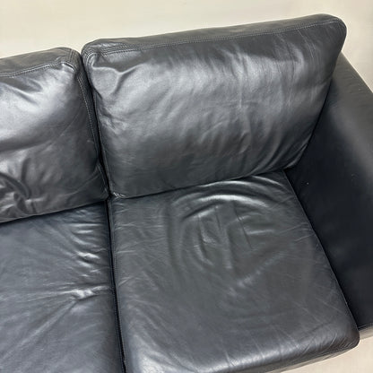Black Leather 3 Seats Couch
