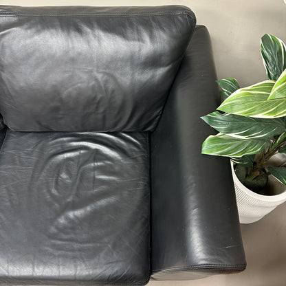 Black Leather 3 Seats Couch