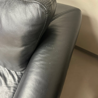 Black Leather 3 Seats Couch