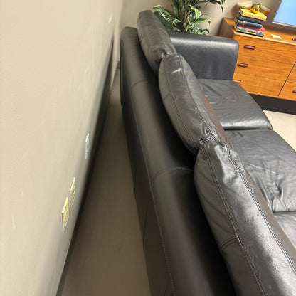Black Leather 3 Seats Couch