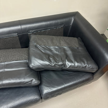 Black Leather 3 Seats Couch