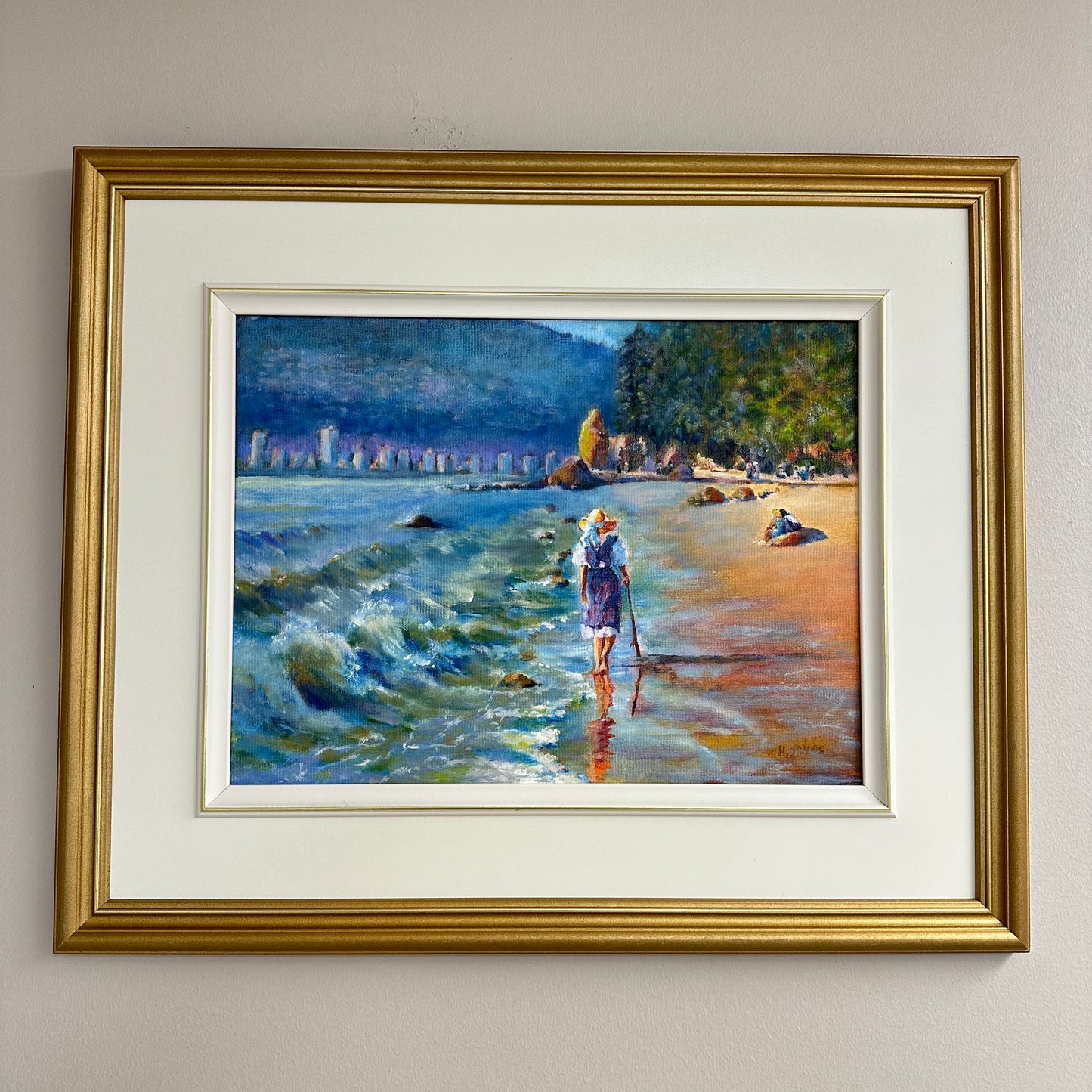Abbotsford Artist - English Bay Shoreline Oil Painting