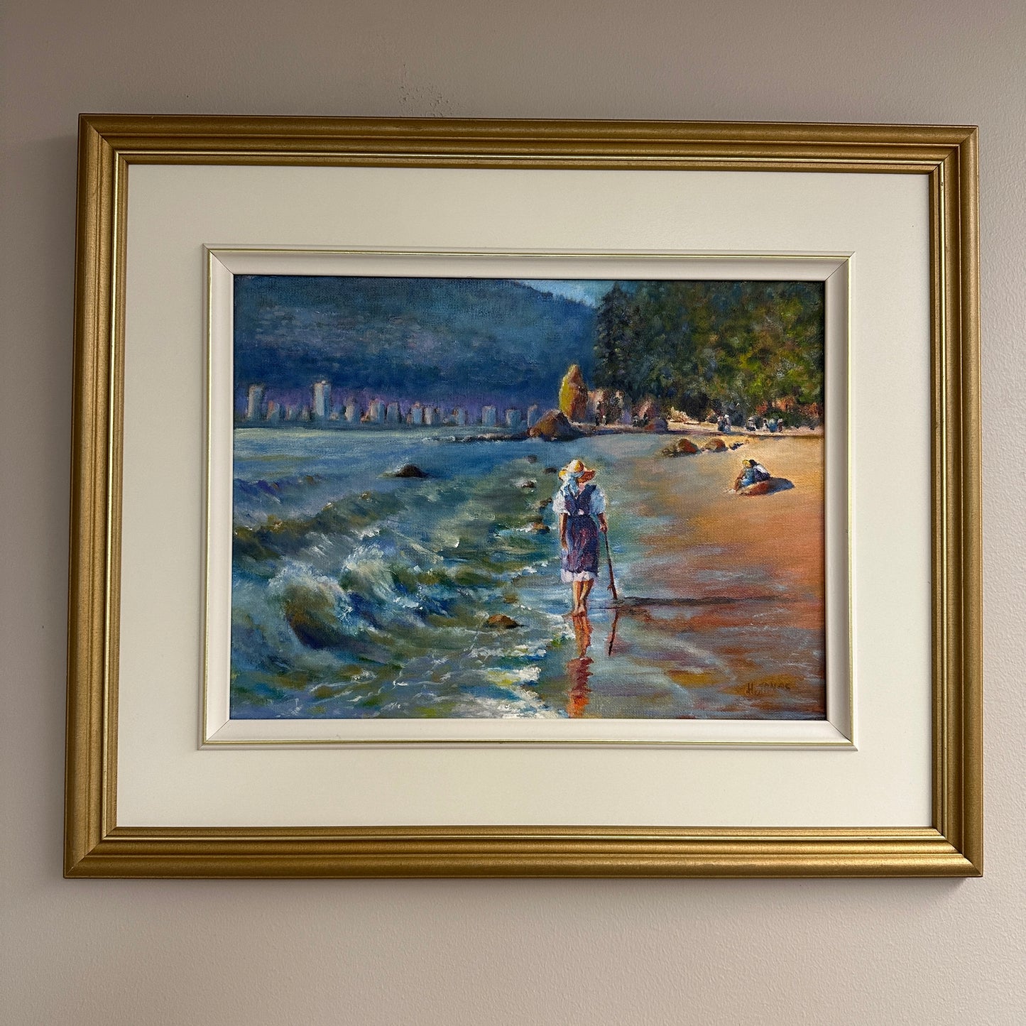 Abbotsford Artist - English Bay Shoreline Oil Painting