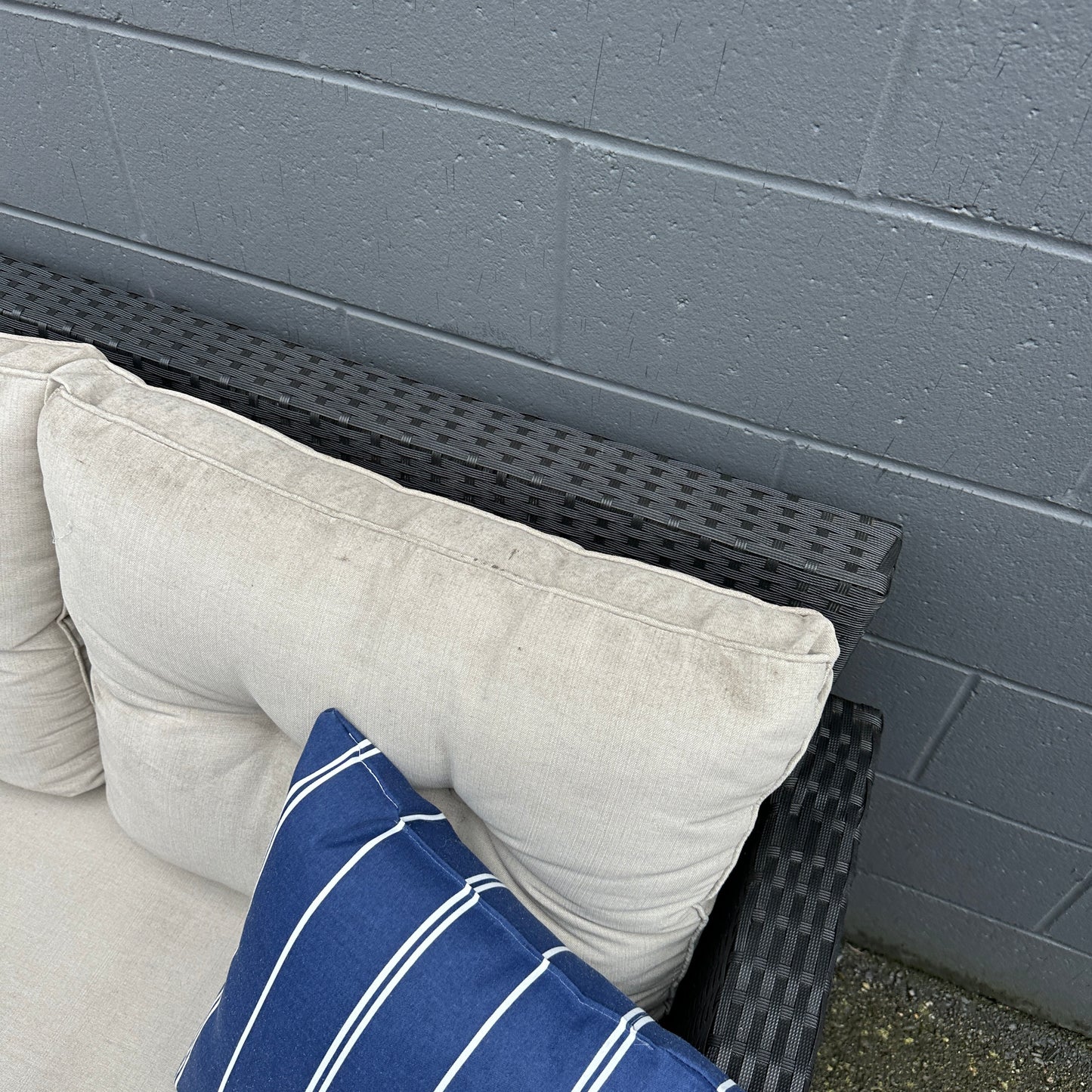 Patio Wicker Love Seat + Coffee Table