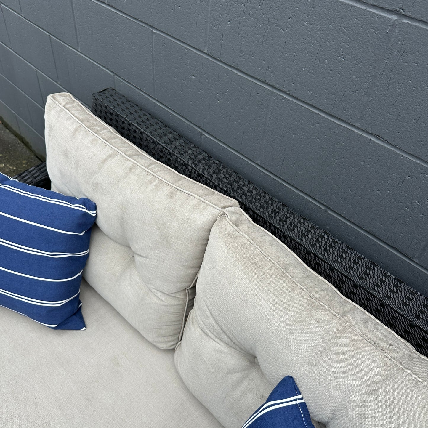 Patio Wicker Love Seat + Coffee Table